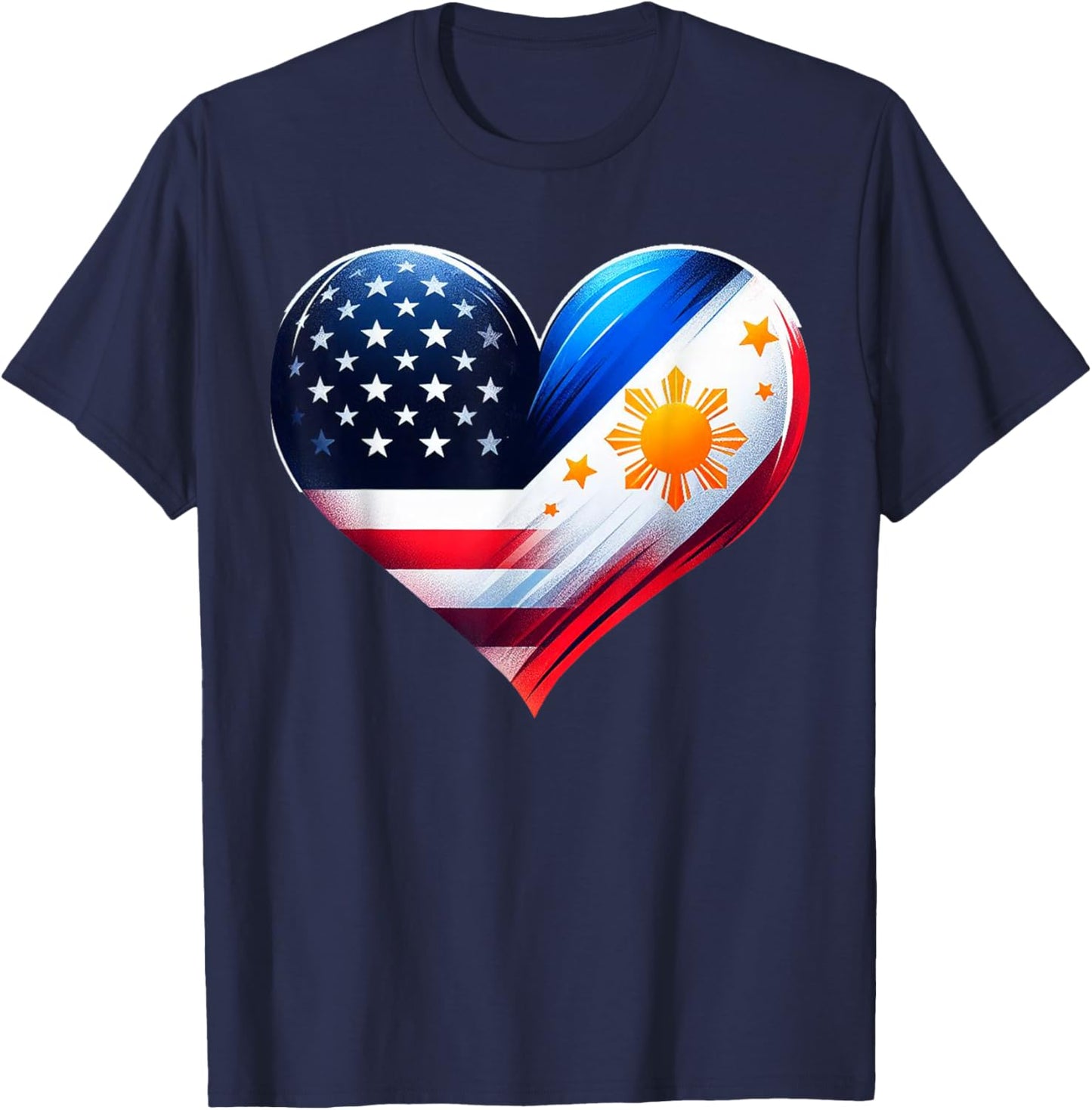 Philippines Flag Proud Filipino Wife Heart Philippines USA T-Shirt - T-Shirt | Navy
