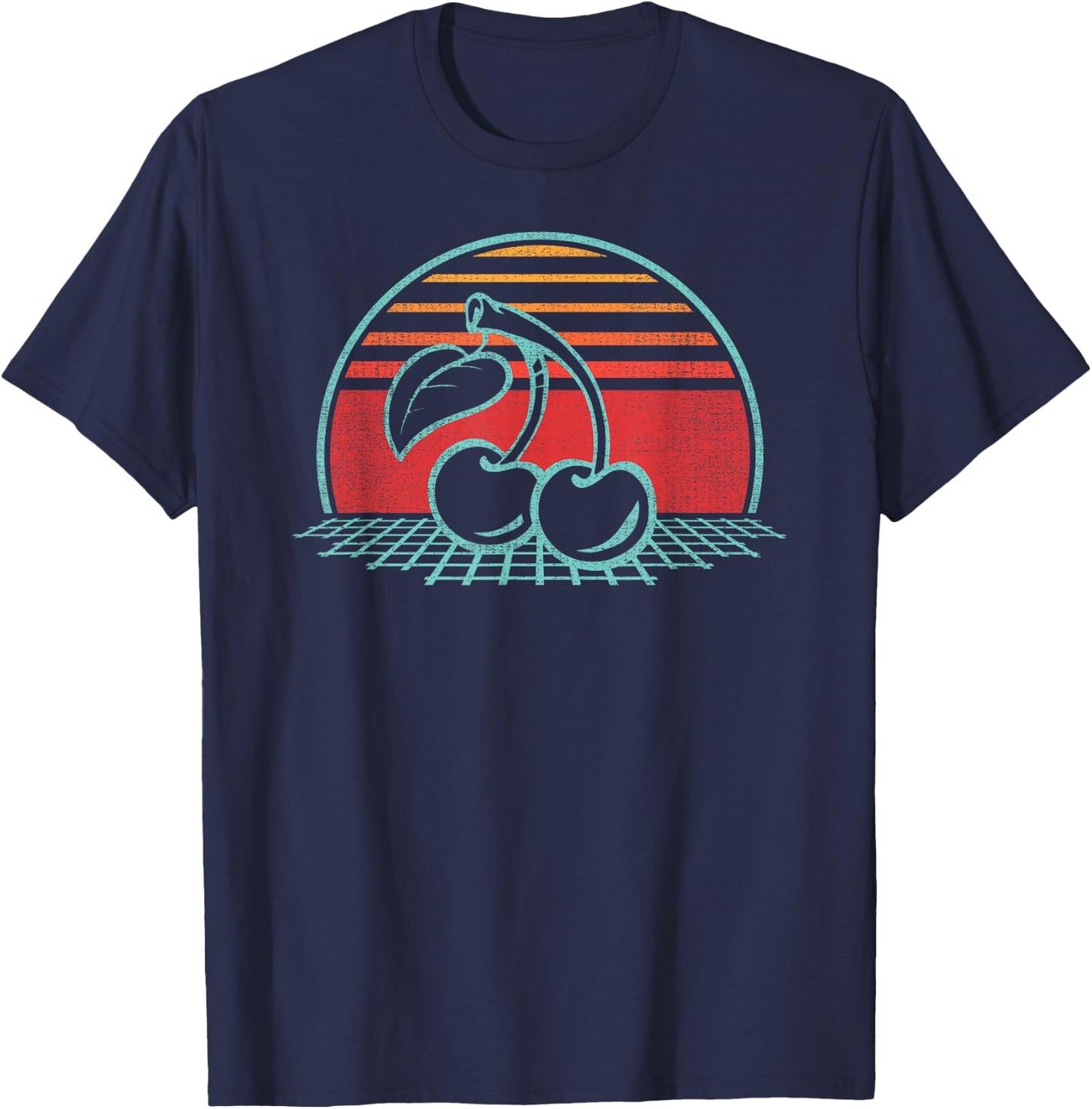 Cherry Retro Cherries Vintage 80s Style Gift T-Shirt - T-Shirt | Navy