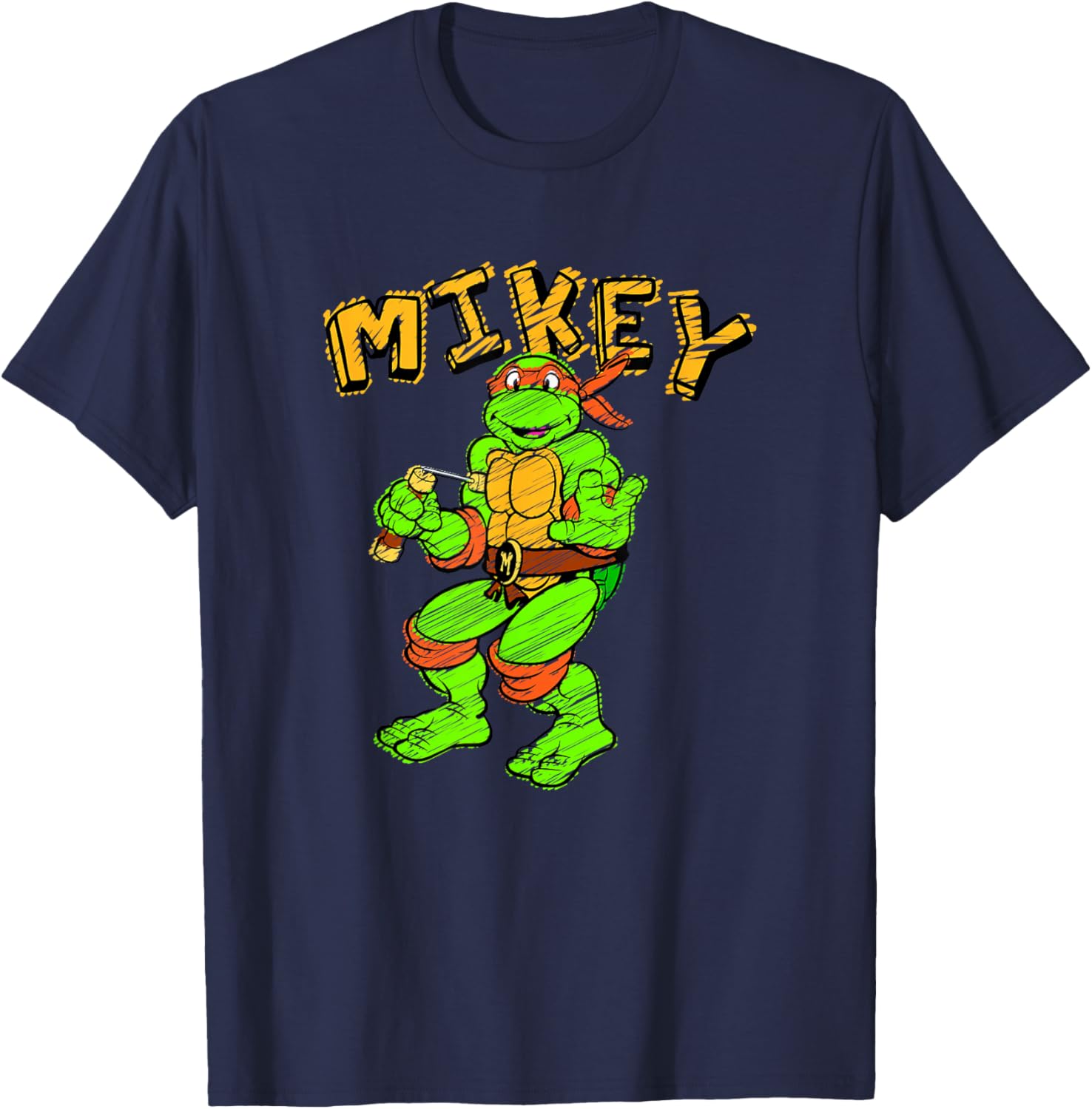 Teenage Mutant Ninja Turtles Michelangelo Draw Mikey Logo T-Shirt - T-Shirt | Navy