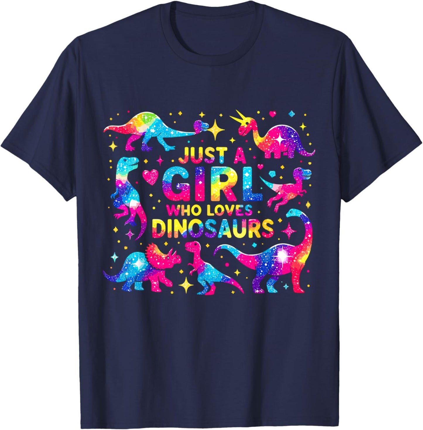 Dinosaur Just a Girl Who Loves Dinosaurs T-Shirt - T-Shirt | Navy