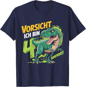 Kinder Dinosaurier 4 Geburtstag Deko ich bin 4 Dino Jungen 4 Jahre T-Shirt - T-Shirt | Navy