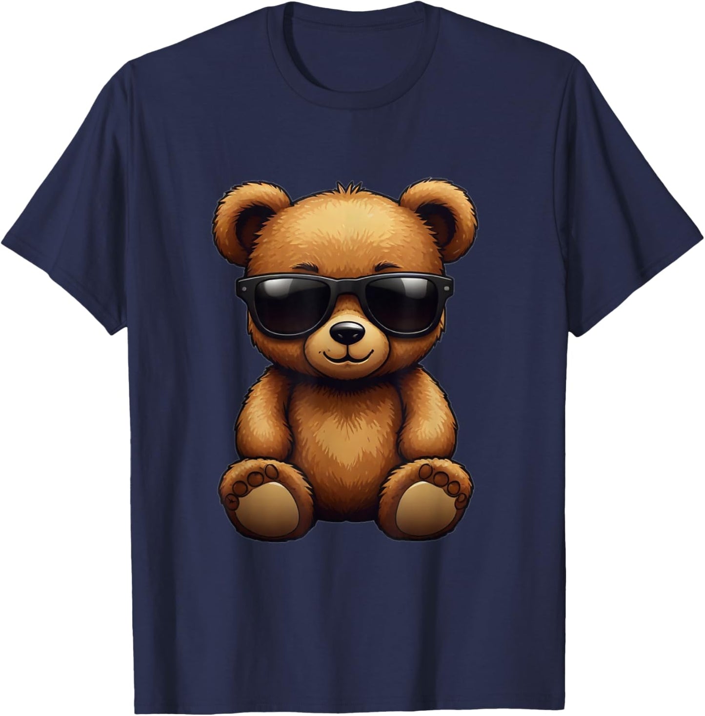 Cool Brown Bear Teddy Bear Wearing Sunglasses in Summer T-Shirt - T-Shirt | Navy