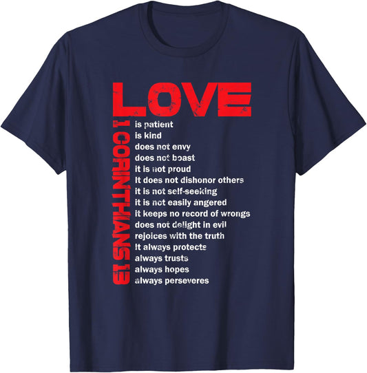 Love Is Patient 1 Corinthians 13 Gift Christian T-Shirt - T-Shirt | Navy