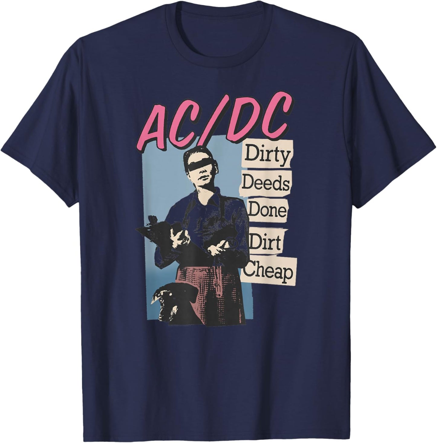Official AC/DC Dirty Deeds Done Dirt Cheap Rock Music Band T-Shirt - T-Shirt | Navy