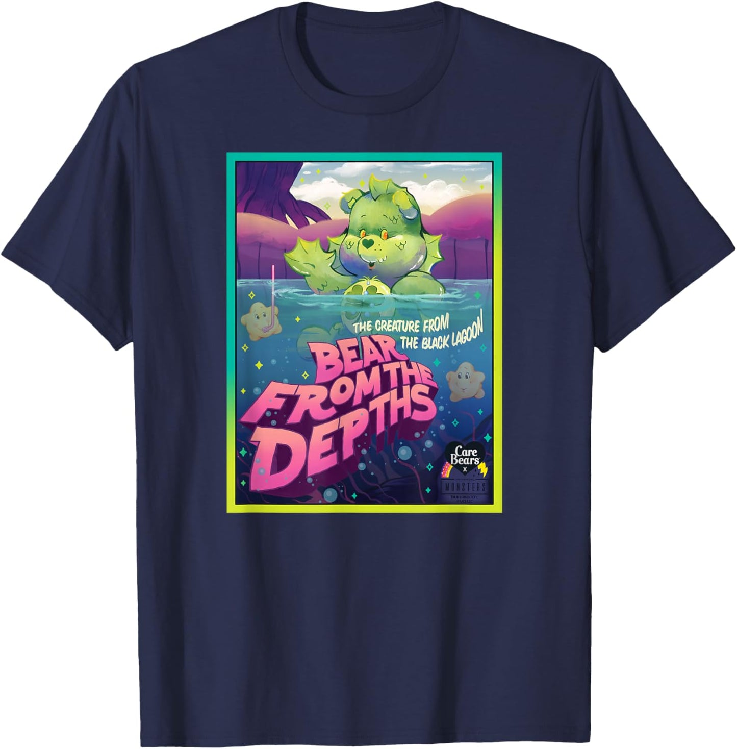 Care Bears x Universal Monsters Good Luck Bear Creature T-Shirt - T-Shirt | Navy