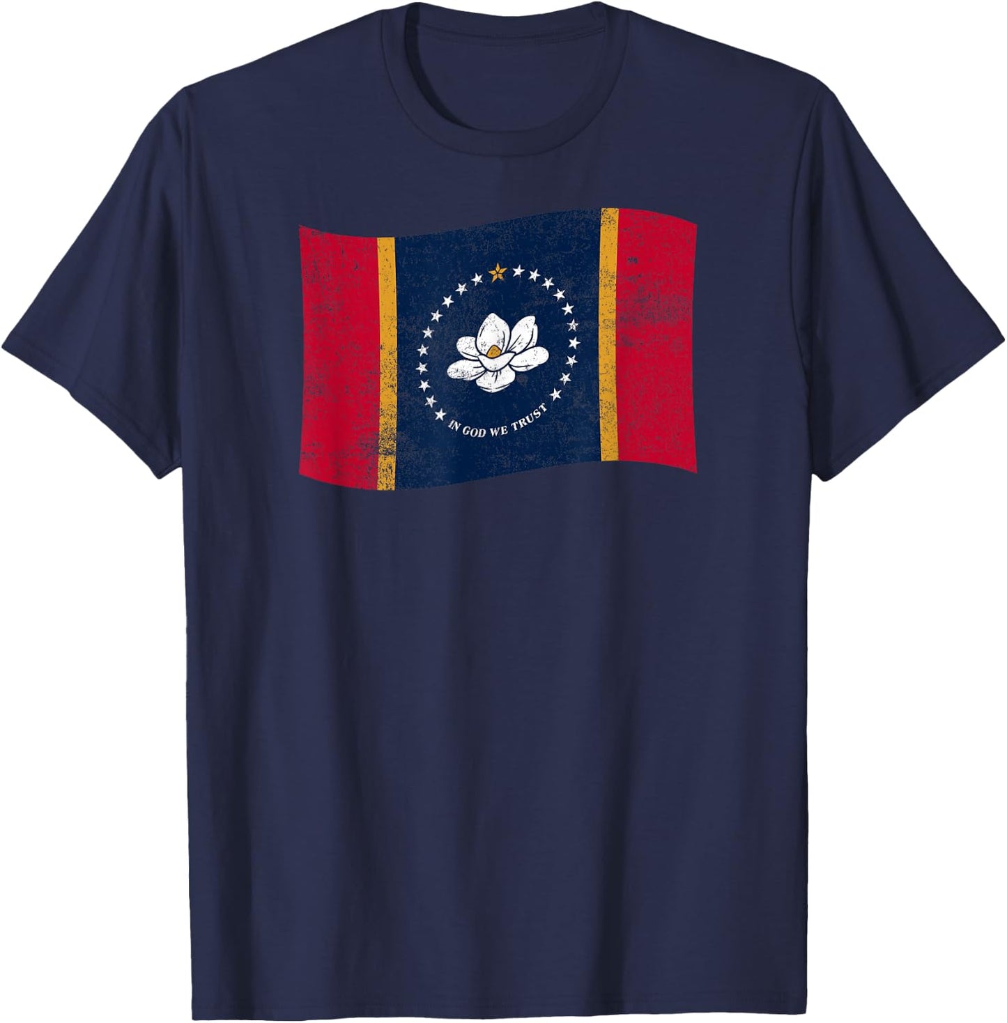 Mississippi Waving State Flag – MS Mississippian T-Shirt - T-Shirt | Navy