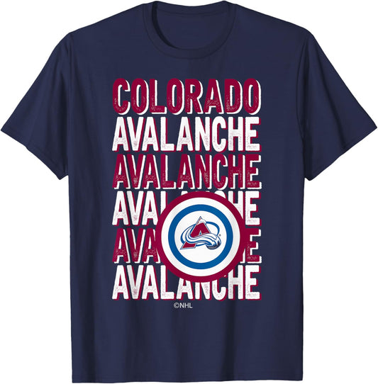 Colorado Avalanche Repeat Black Officially Licensed T-Shirt - T-Shirt | Navy