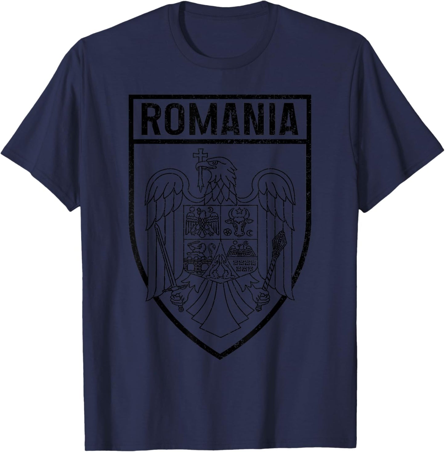 Romania Romania Flag Pride Vintage T-Shirt - T-Shirt | Navy