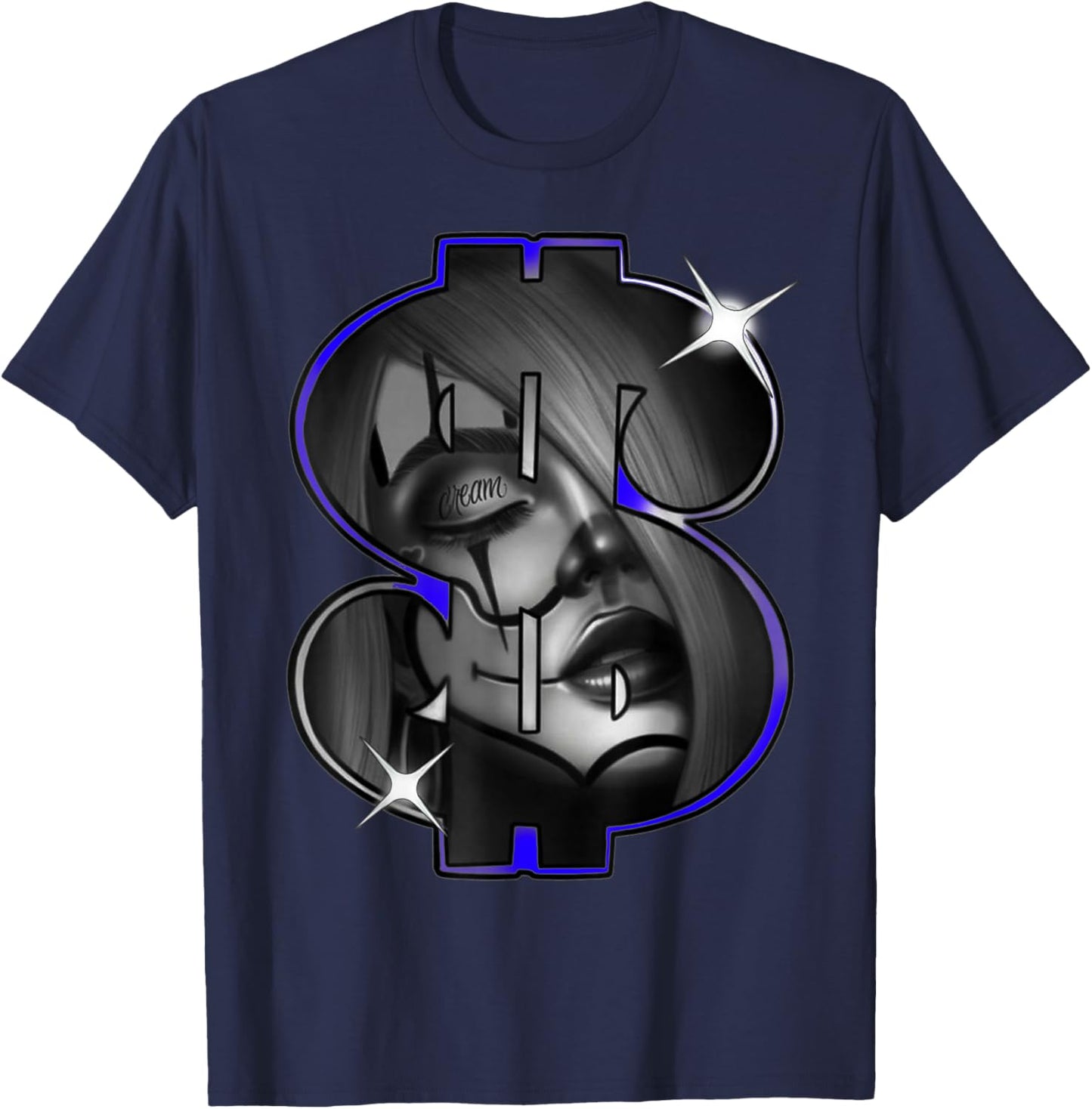 Chicano Payasa Clown Girl Money Symbol Indigo T-Shirt - T-Shirt | Navy
