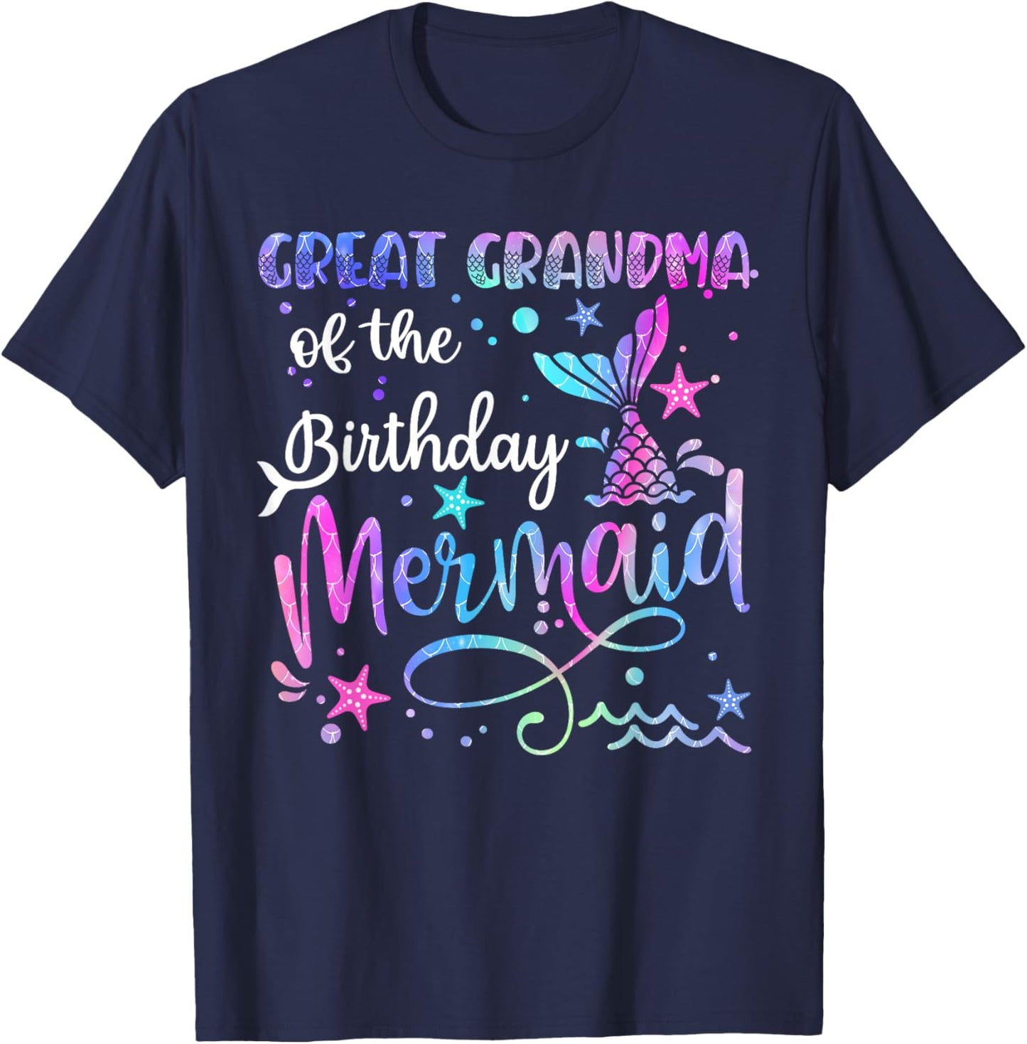 Great Grandma Of The Birthday Mermaid Matching Family mom T-Shirt - T-Shirt | Navy
