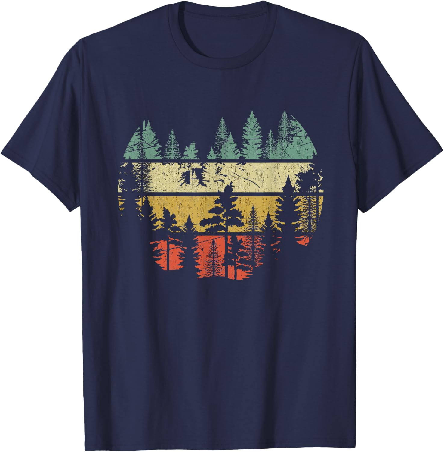 Wildlife Trees Outdoors Nature Retro Forest Sleeveless T-Shirt - T-Shirt | Navy