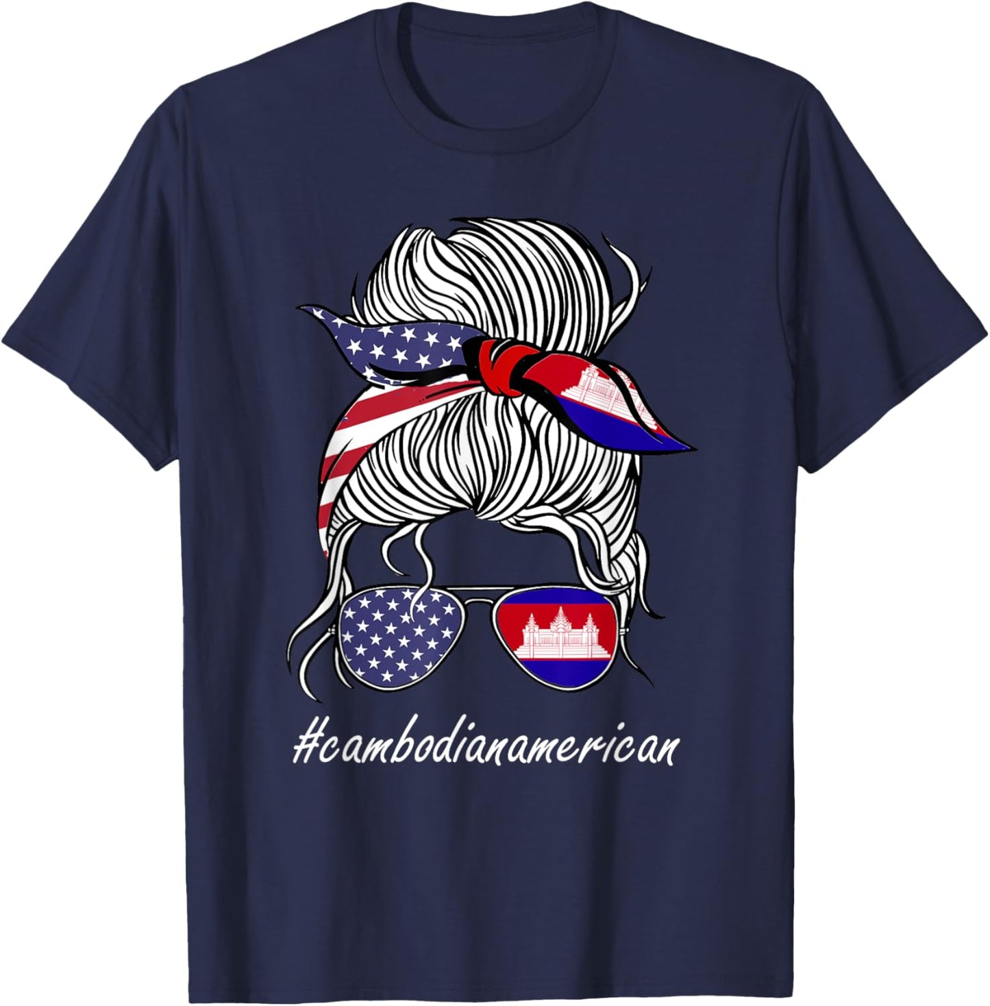 Cambodia Women Heritage American Grown Girl Bulgaria Flag T-Shirt - T-Shirt | Navy