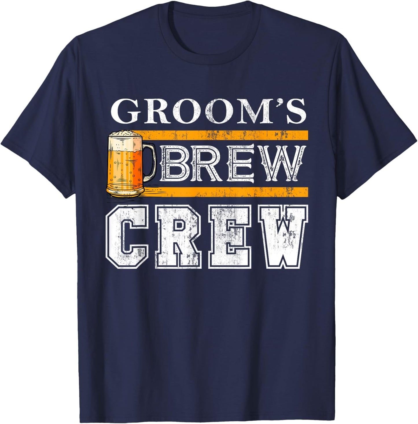 Groom's Brew Crew Funny Groomsmen Beer Team Bachelor Party T-Shirt - T-Shirt | Navy