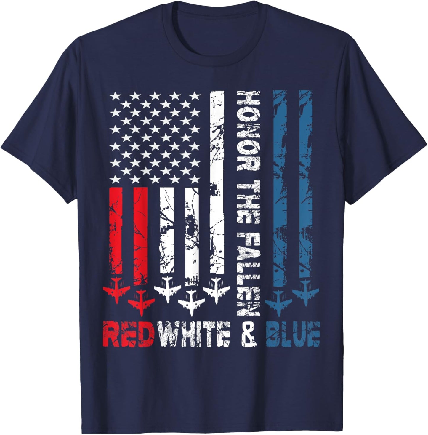 Honor the Fallen Red White and Blue - Veteran Themed T-Shirt - T-Shirt | Navy