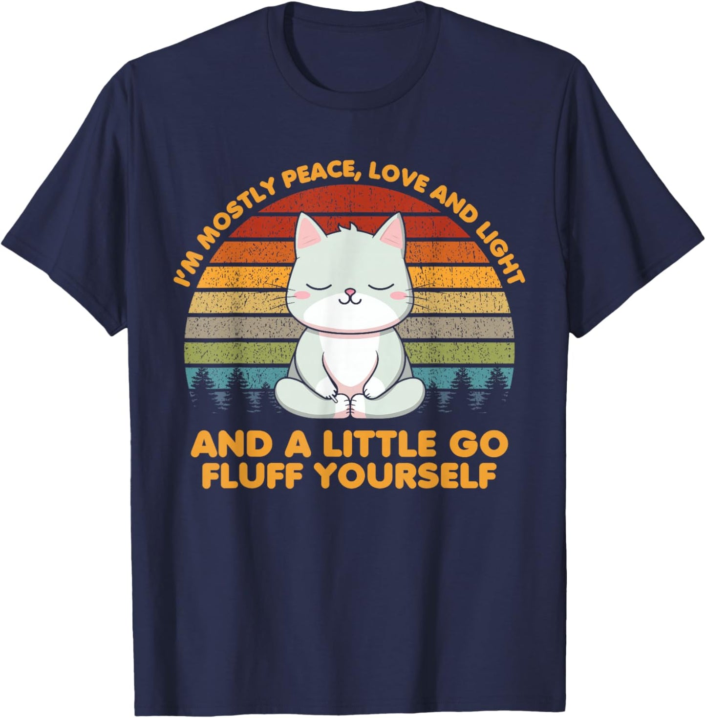 I'm Mostly Peace Love Funny Yoga Cat Pose T-Shirt - T-Shirt | Navy