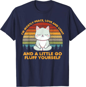 I'm Mostly Peace Love Funny Yoga Cat Pose T-Shirt - T-Shirt | Navy