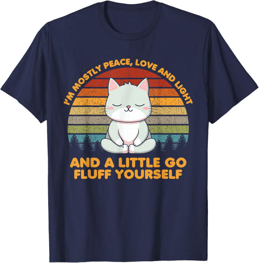 I'm Mostly Peace Love Funny Yoga Cat Pose T-Shirt - T-Shirt | Navy