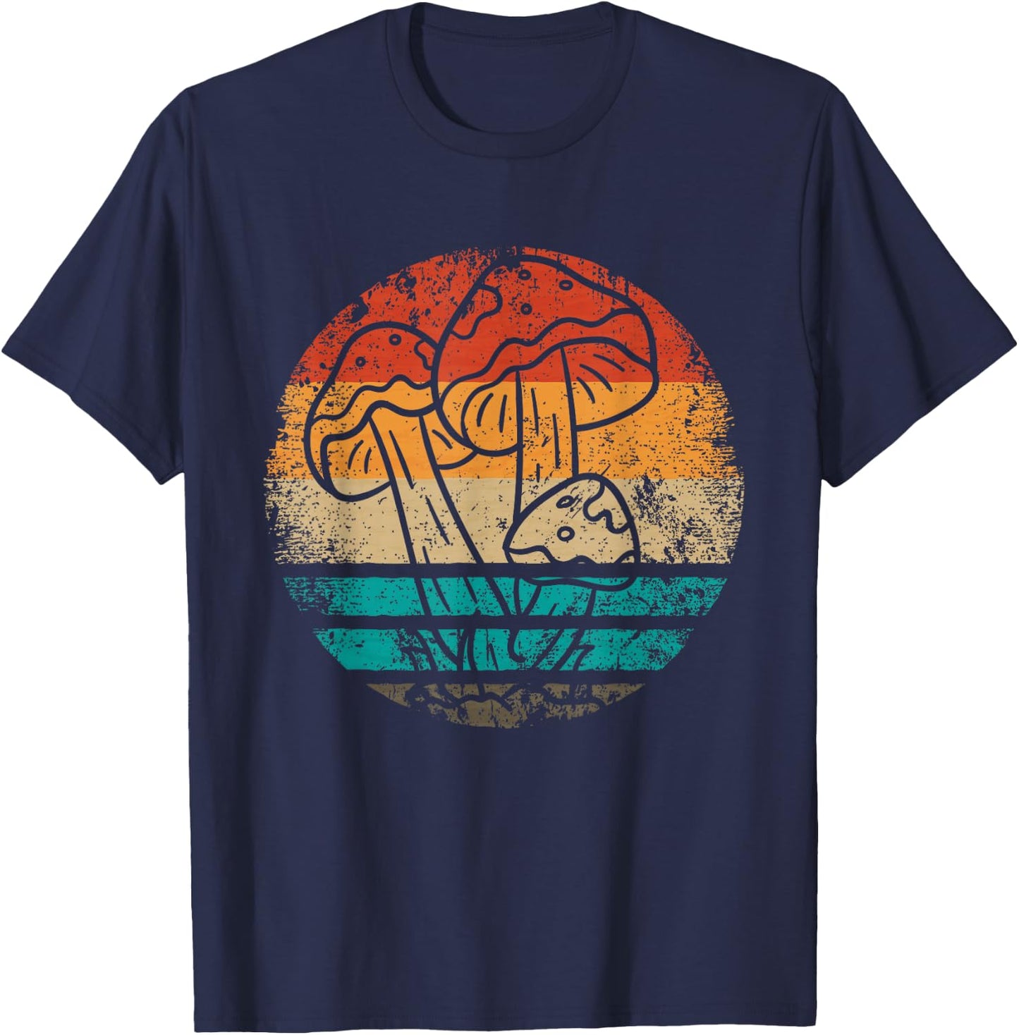 Vintage Mushroom Hunter Foraging - Forager Retro Mushroom T-Shirt - T-Shirt | Navy