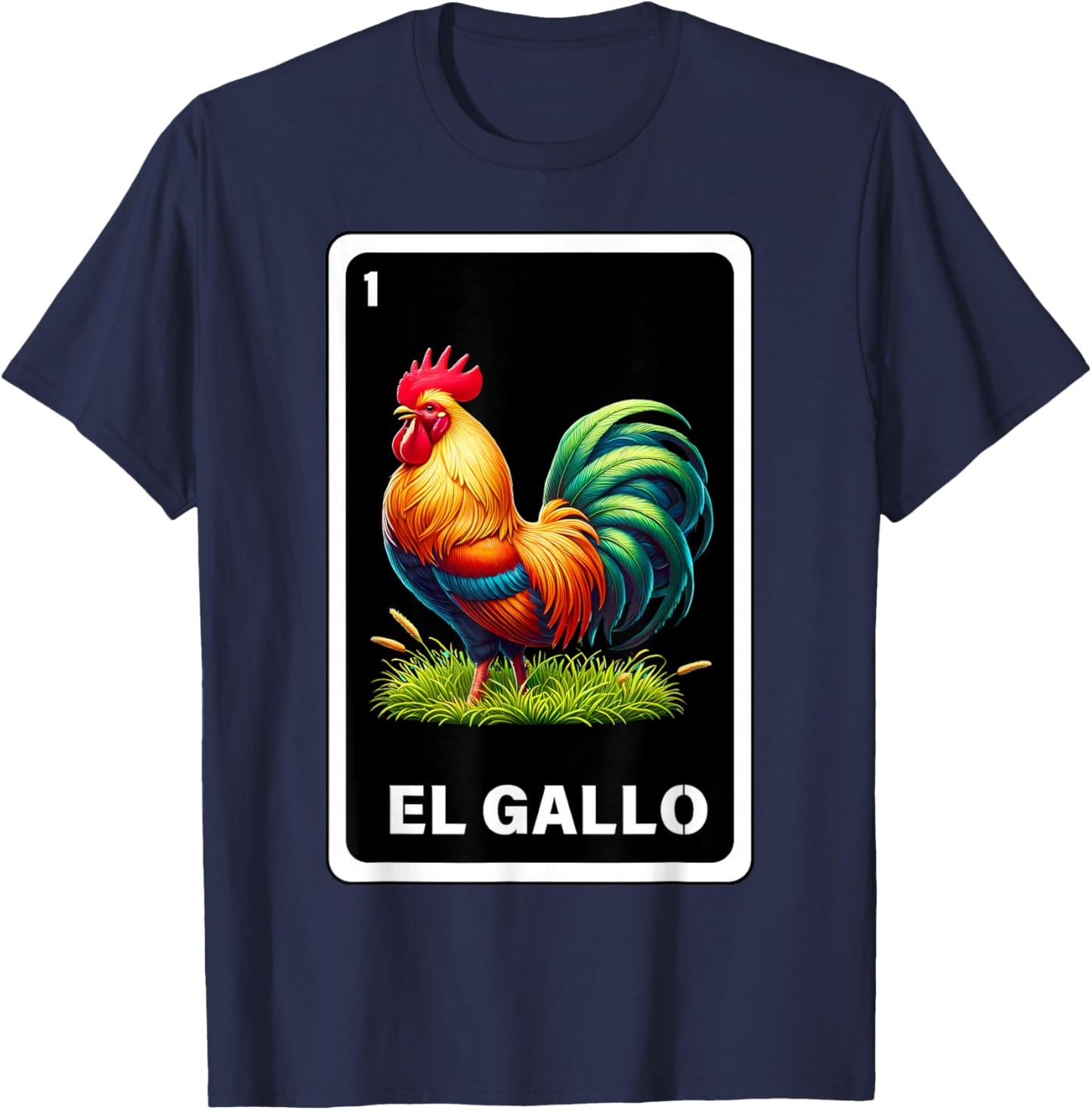 El Gallo Mexican Lottery Bingo Game Traditional Rooster Card T-Shirt - T-Shirt | Navy