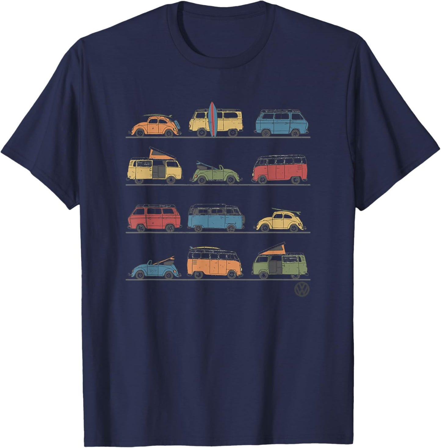 Volkswagen Vans And Beetles T-Shirt - T-Shirt | Navy