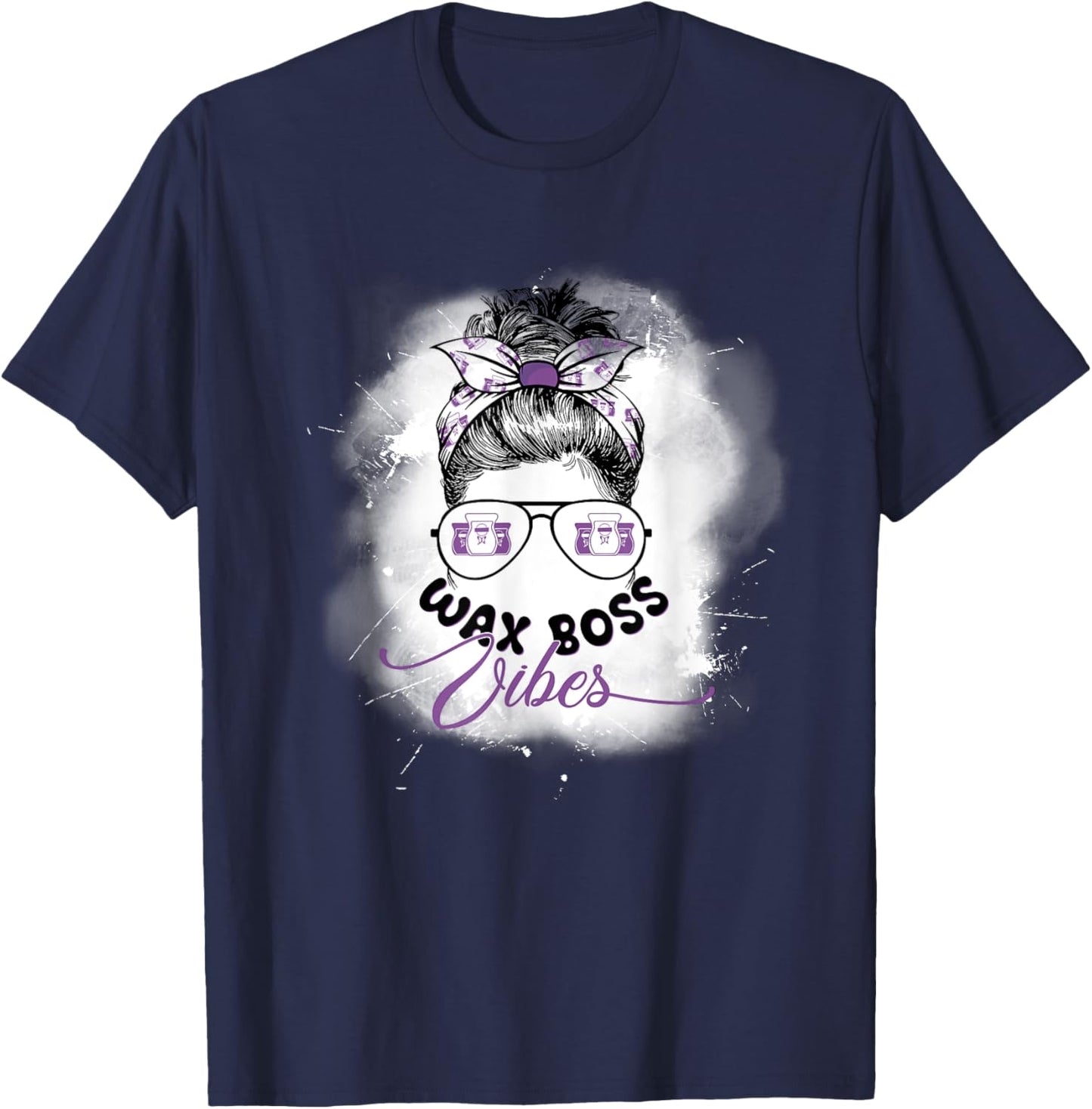 Waxing Wax Specialist Cute Messy Bun Wax Boss Vibes T-Shirt - T-Shirt | Navy