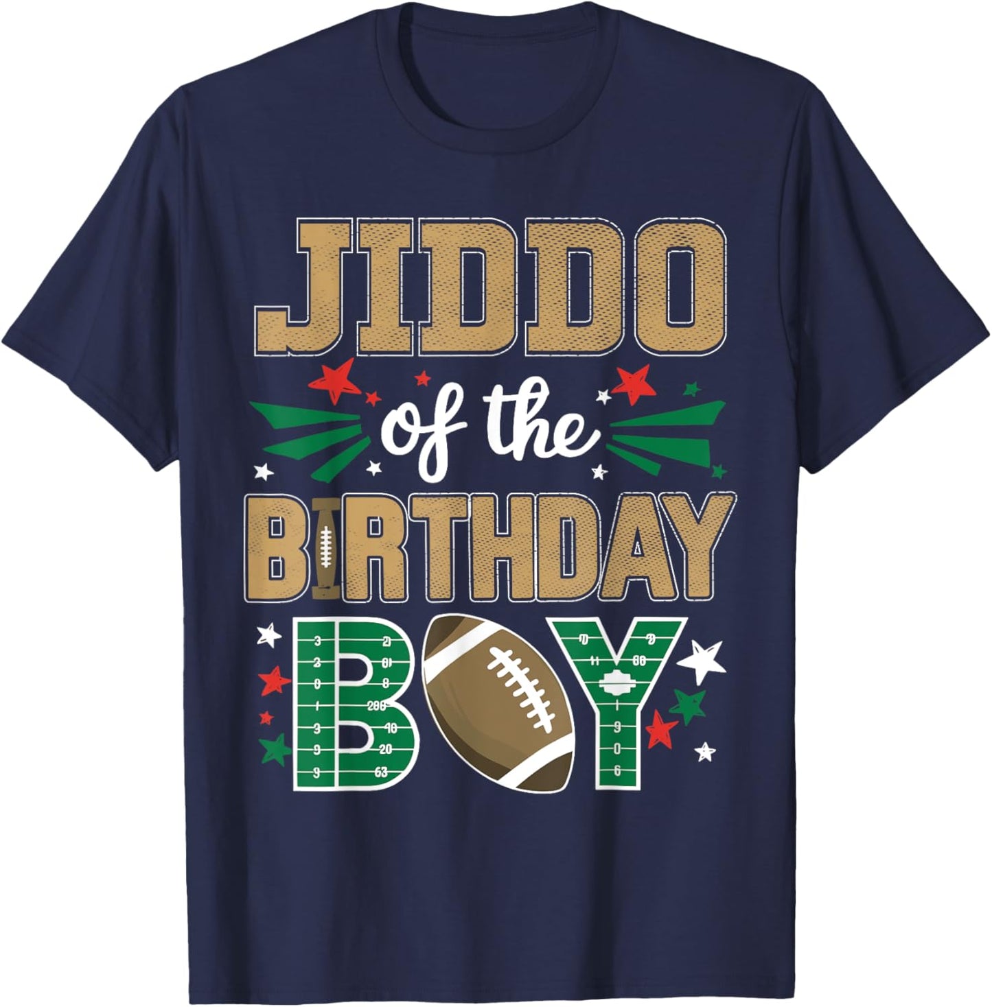 Jiddo of the Birthday Boy Football Family Bday Party Grandpa T-Shirt - T-Shirt | Navy