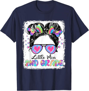Little Miss Second Grade Girl Back To School Shirt 2nd Grade T-Shirt - T-Shirt | Navy