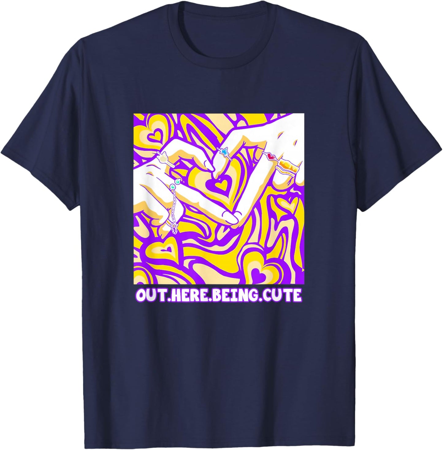 Purple and Golds Out Here Being Cute-gold & Purple T-Shirt - T-Shirt | Navy