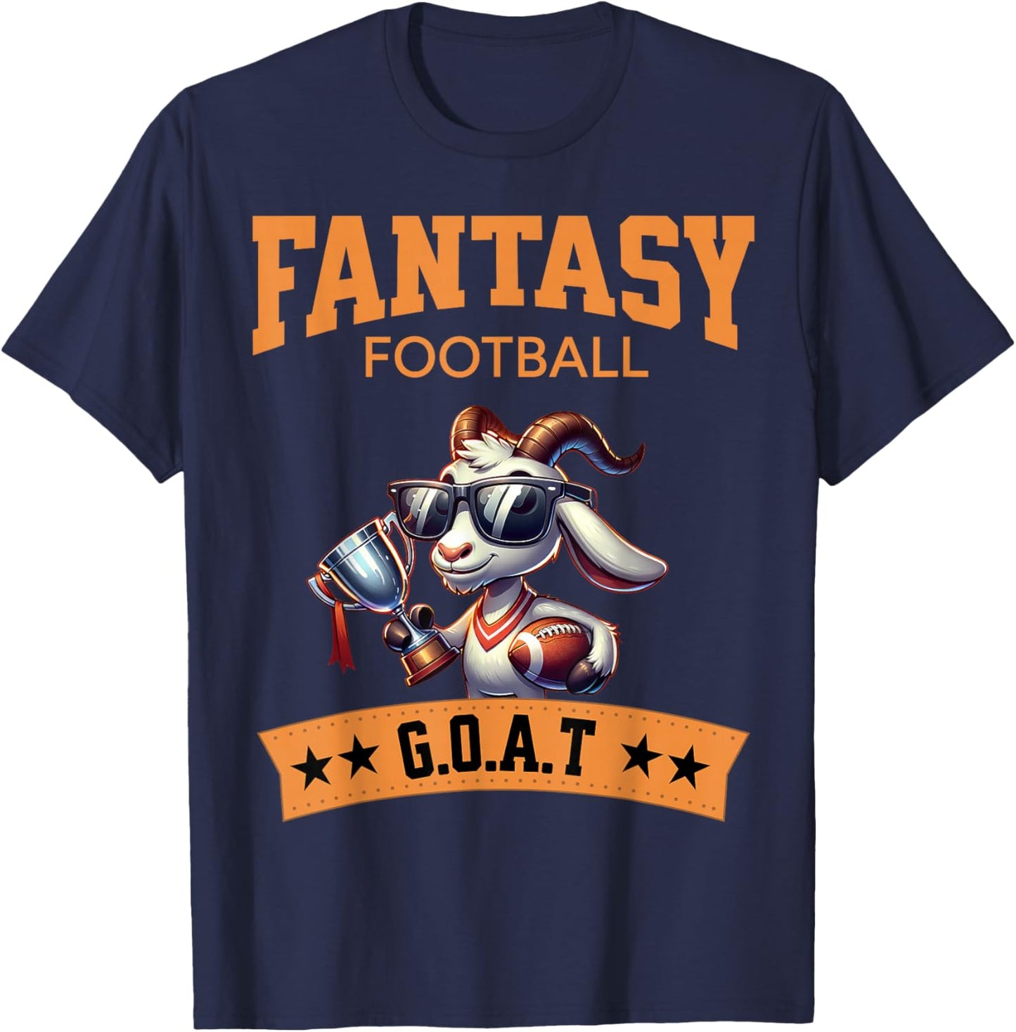 Funny Fantasy Football Champion Goat , Small T-Shirt - T-Shirt | Navy
