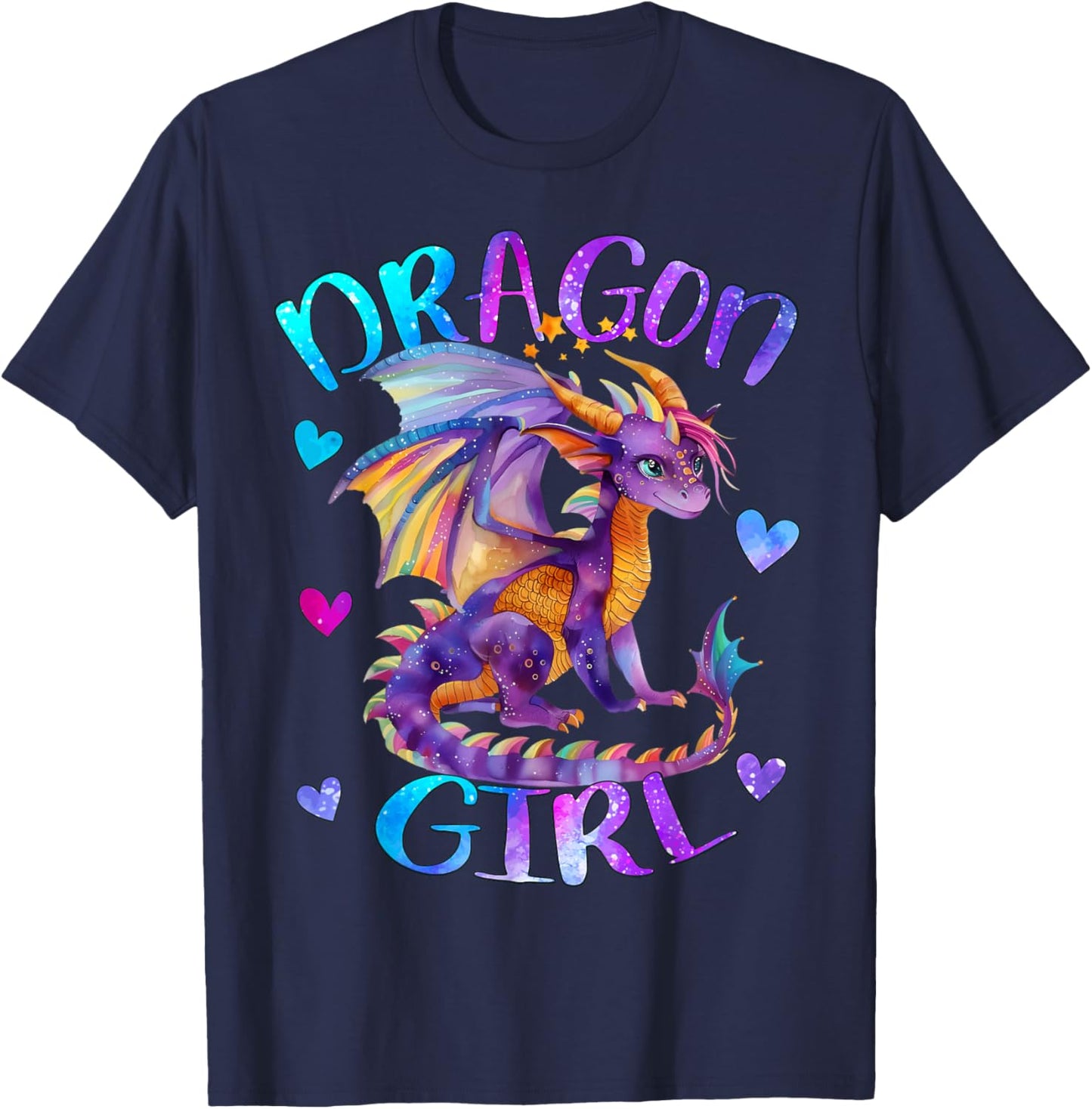 Dragon Girl Rainbow Dragon Just a girl Who Loves Dragons T-Shirt - T-Shirt | Navy