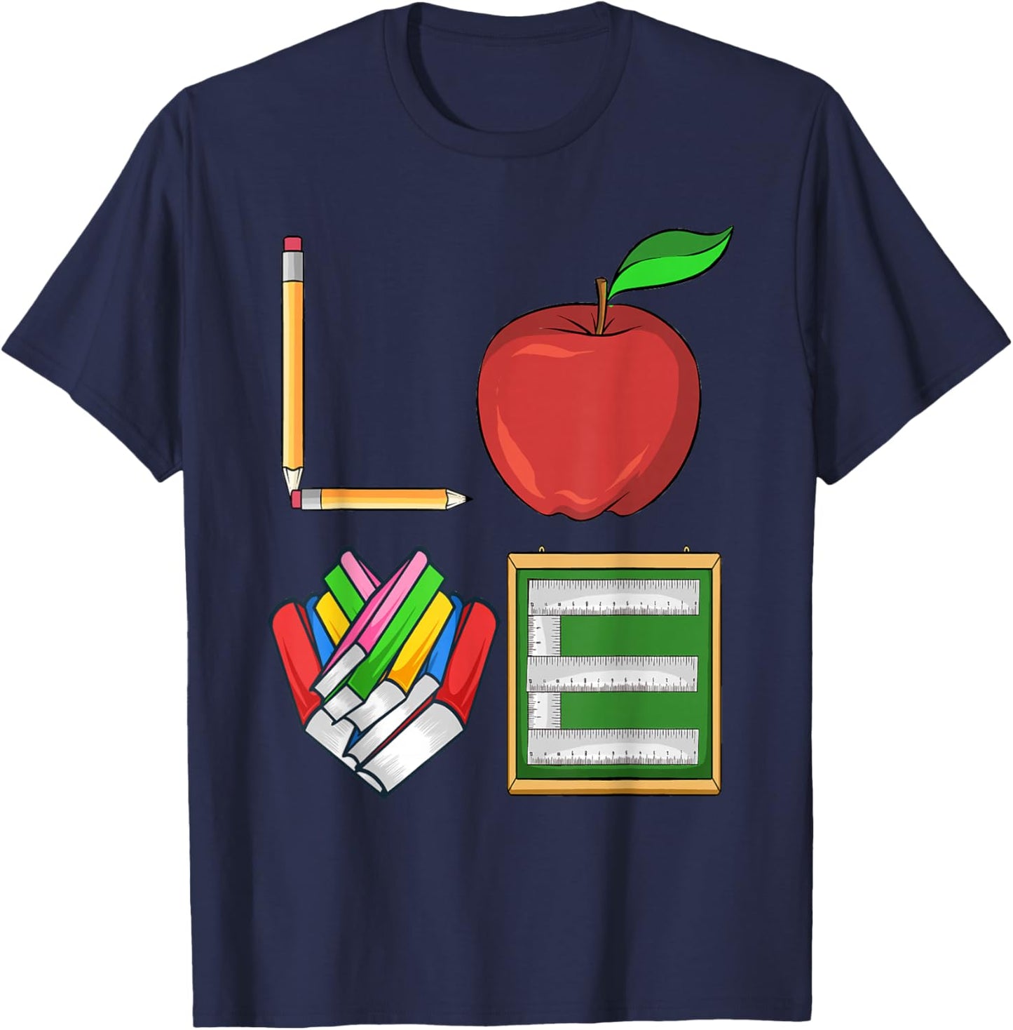 Love Teacher Cute School Teachers Teaching T-Shirt - T-Shirt | Navy