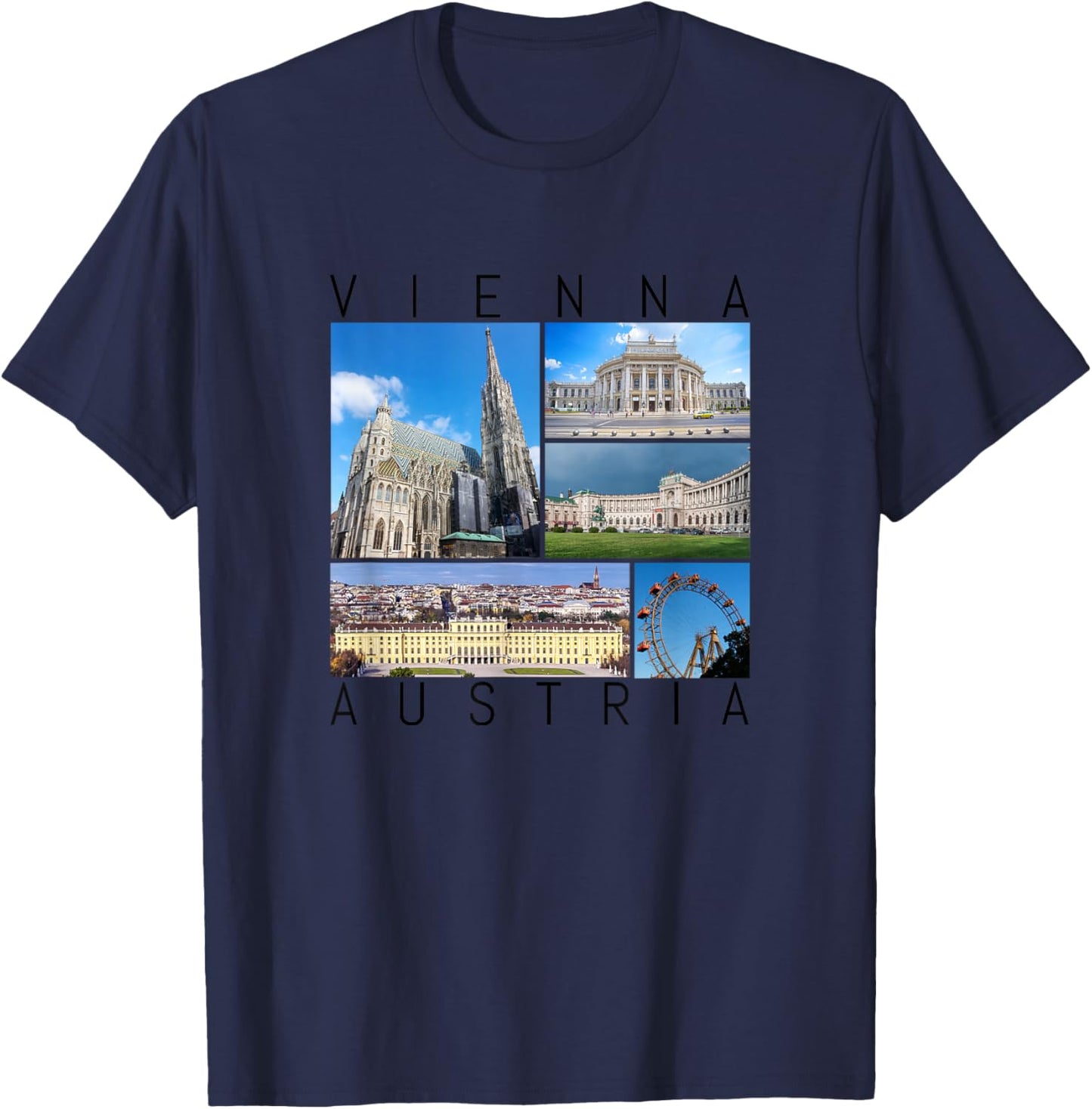 Wien Österreich berühmte Sehenswürdigkeiten Galerie Souvenir T-Shirt - T-Shirt | Navy