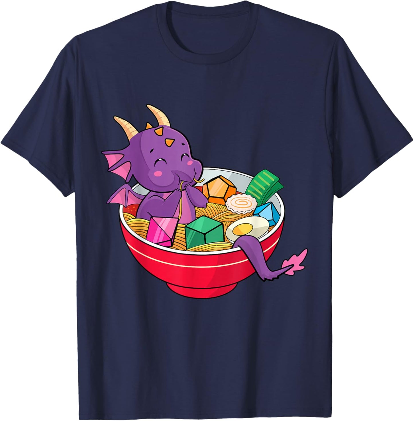 Dragon In Ramen Bowl D20 Dice RPG TTRPG Nerdy Gamer Women T-Shirt - T-Shirt | Navy