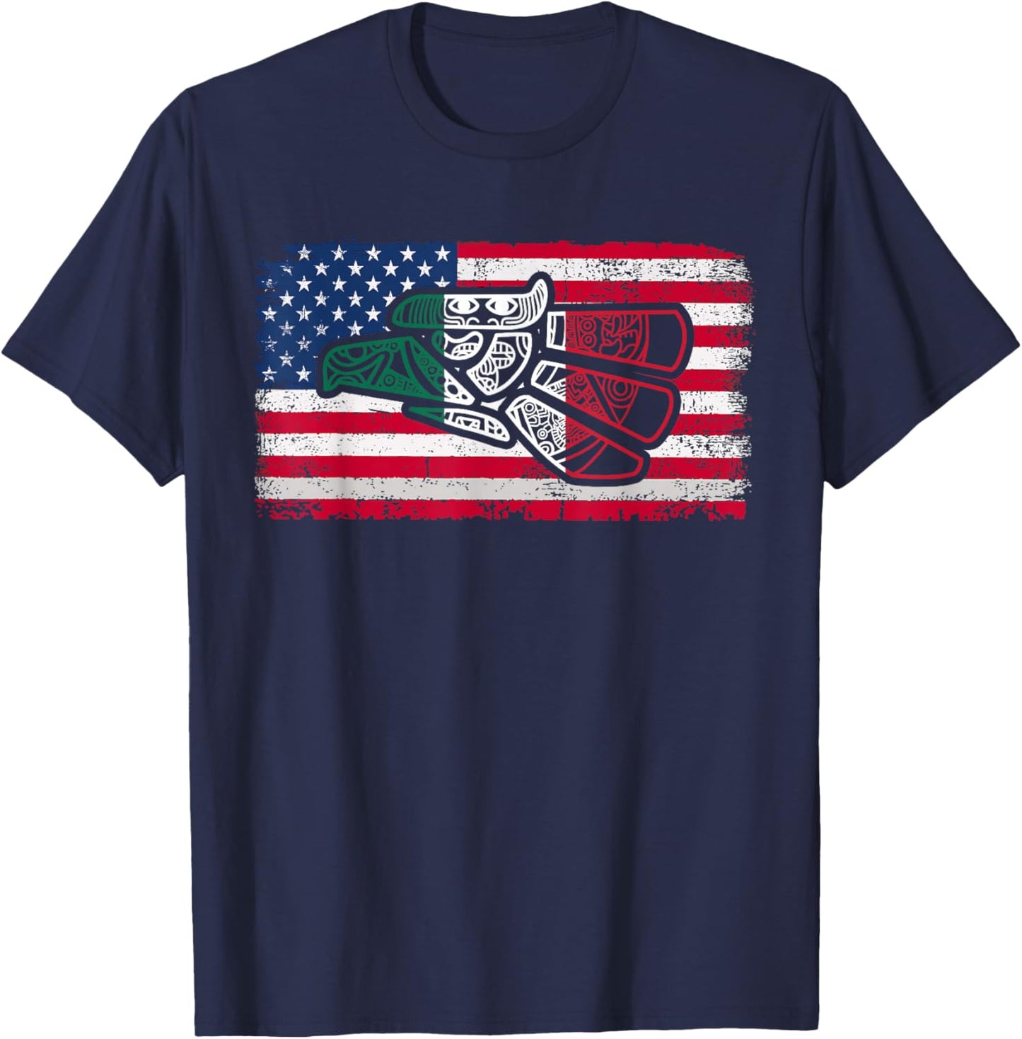 Mexico Vintage Mexican Flag Pride Hecho en Mexico Jersey USA T-Shirt - T-Shirt | Navy
