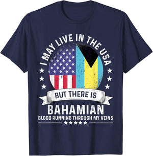 Bahamian American Patriot Grown Country Bahamas Flag T-Shirt - T-Shirt | Navy