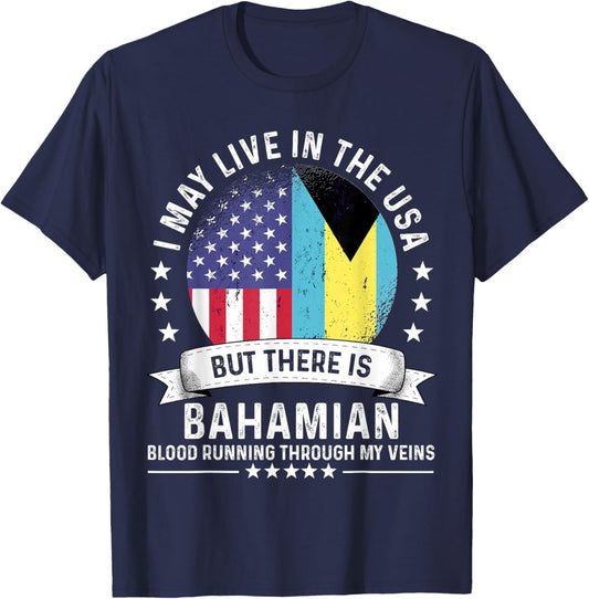 Bahamian American Patriot Grown Country Bahamas Flag T-Shirt - T-Shirt | Navy