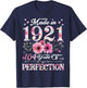 104 Year Old Made In 1921 Floral 104th Birthday Gift Women T-Shirt - T-Shirt | Navy