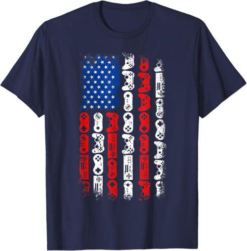 Retro Gaming Controller USA American Flag Gamers 4th Of July