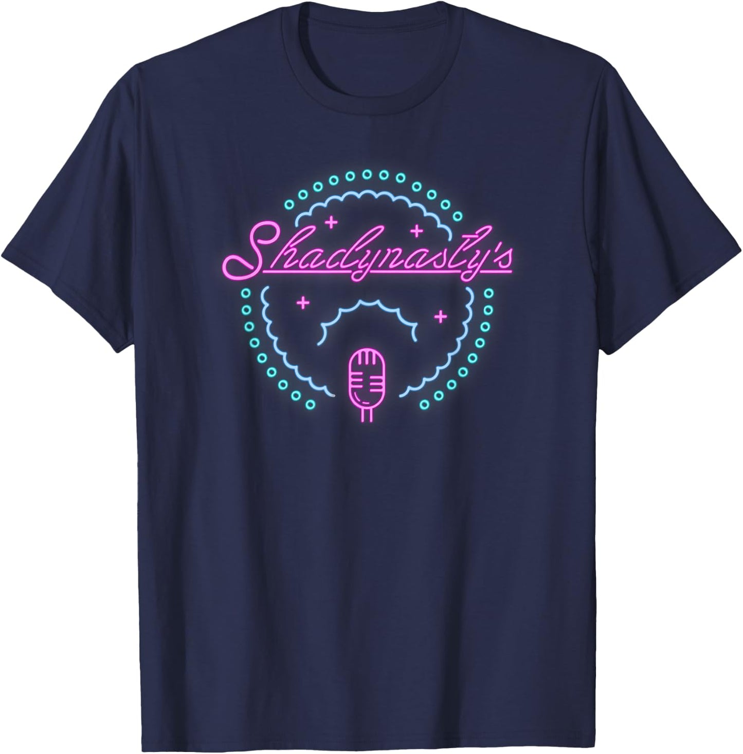 Shadynasty Jazz Club Sign, afro singer with retro microphone T-Shirt - T-Shirt | Navy