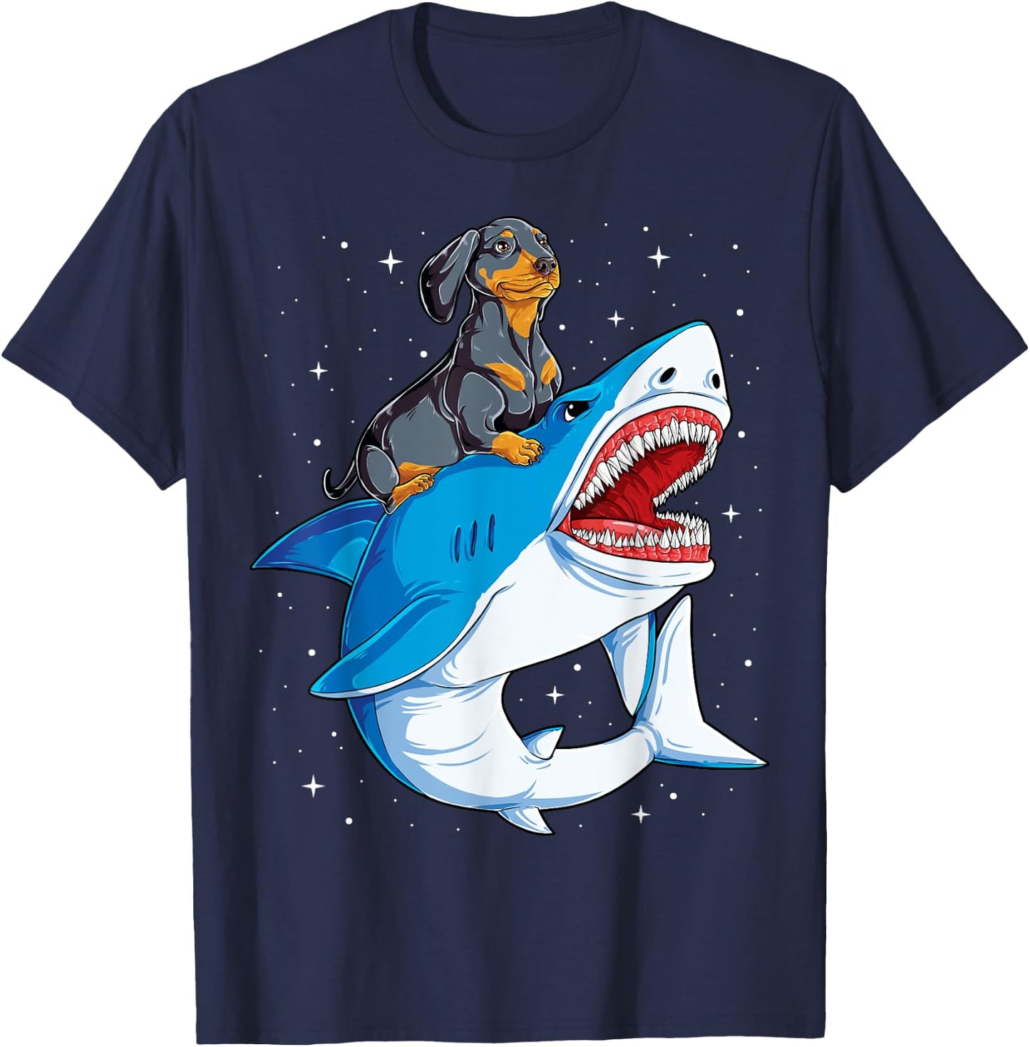 Dachshund Shark Kids Boys Men Space Galaxy Jawsome Gifts T-Shirt - T-Shirt | Navy