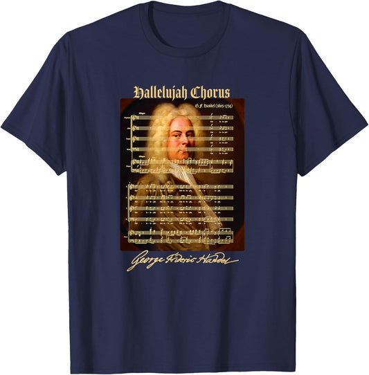 Hallelujah Chorus Sheet Music Design for Singers, Musicians T-Shirt - T-Shirt | Navy