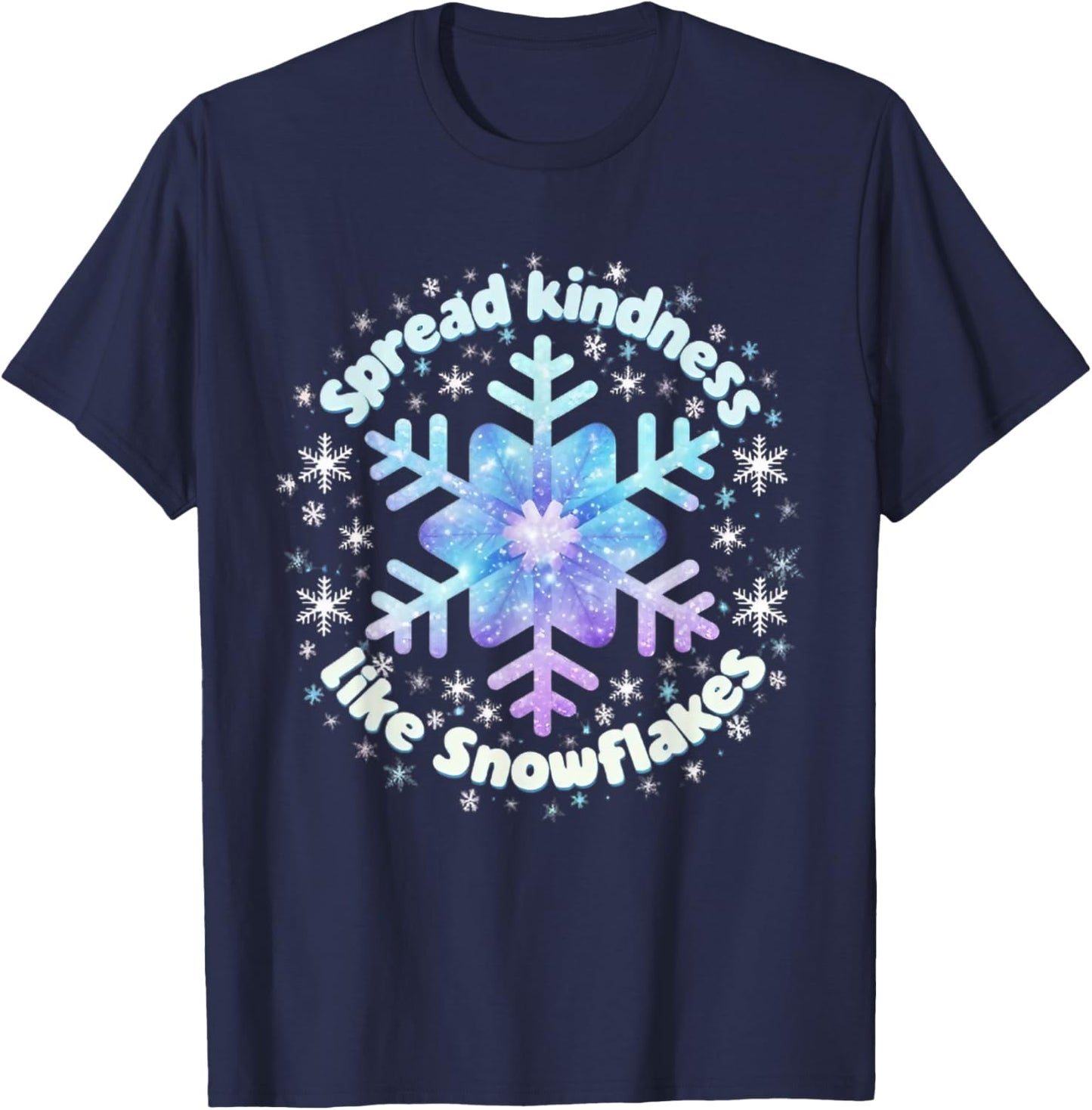 Spread Kindness Like Snowflakes Christmas Teacher Unity Day T-Shirt - T-Shirt | Navy