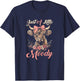 Highland Cow Just A Little Moody Flower Funny Farm Farmer T-Shirt - T-Shirt | Navy