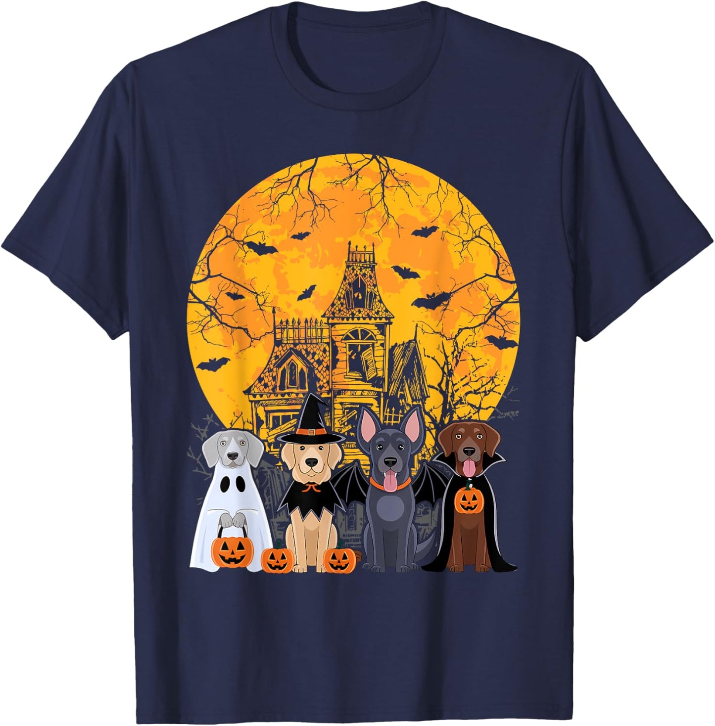 Cute Ghost Dogs Halloween Dog Lover Men Women Kids Costume T-Shirt - T-Shirt | Navy