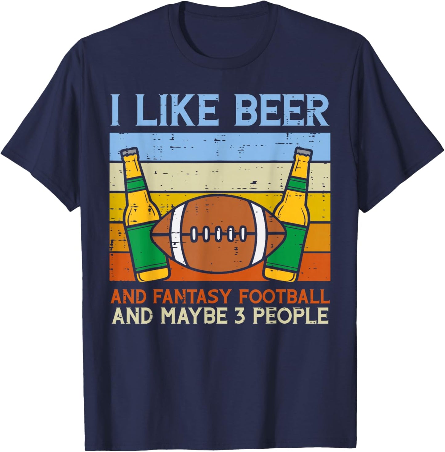 I Like Fantasy Football 3 People Funny Draft Party Dad Men T-Shirt - T-Shirt | Navy