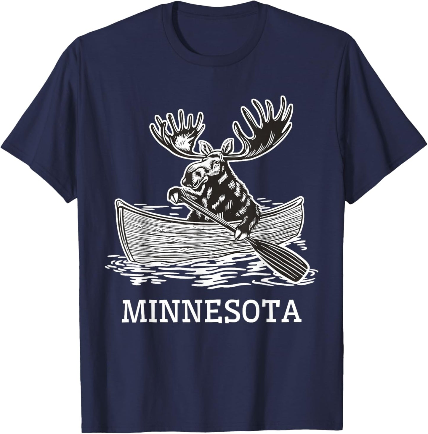 Winter Moose Minnesota North Shore MN Wildlife T-Shirt - T-Shirt | Navy