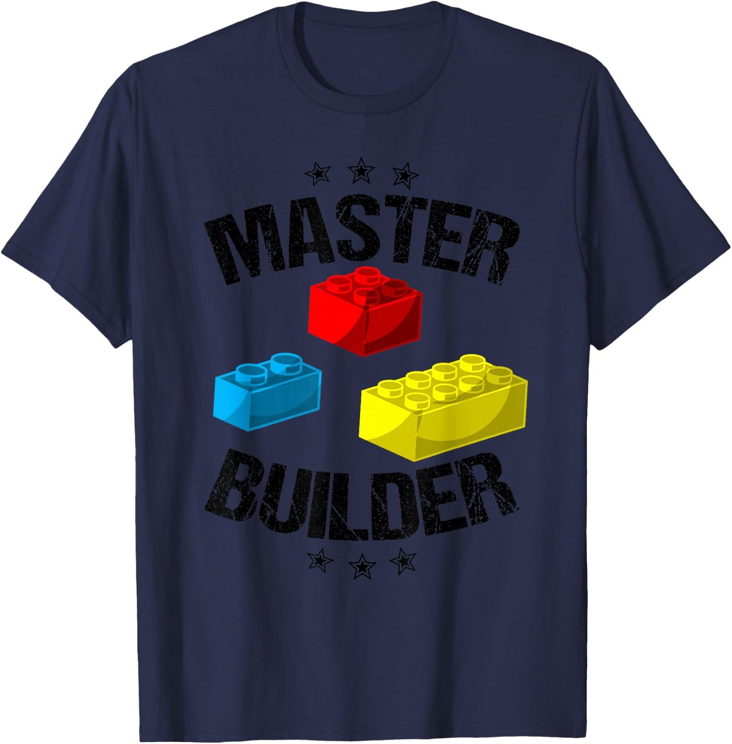 Cool Master Builder Funny Building Blocks Gift Men Women Short Sleeve T-Shirt - T-Shirt | Navy