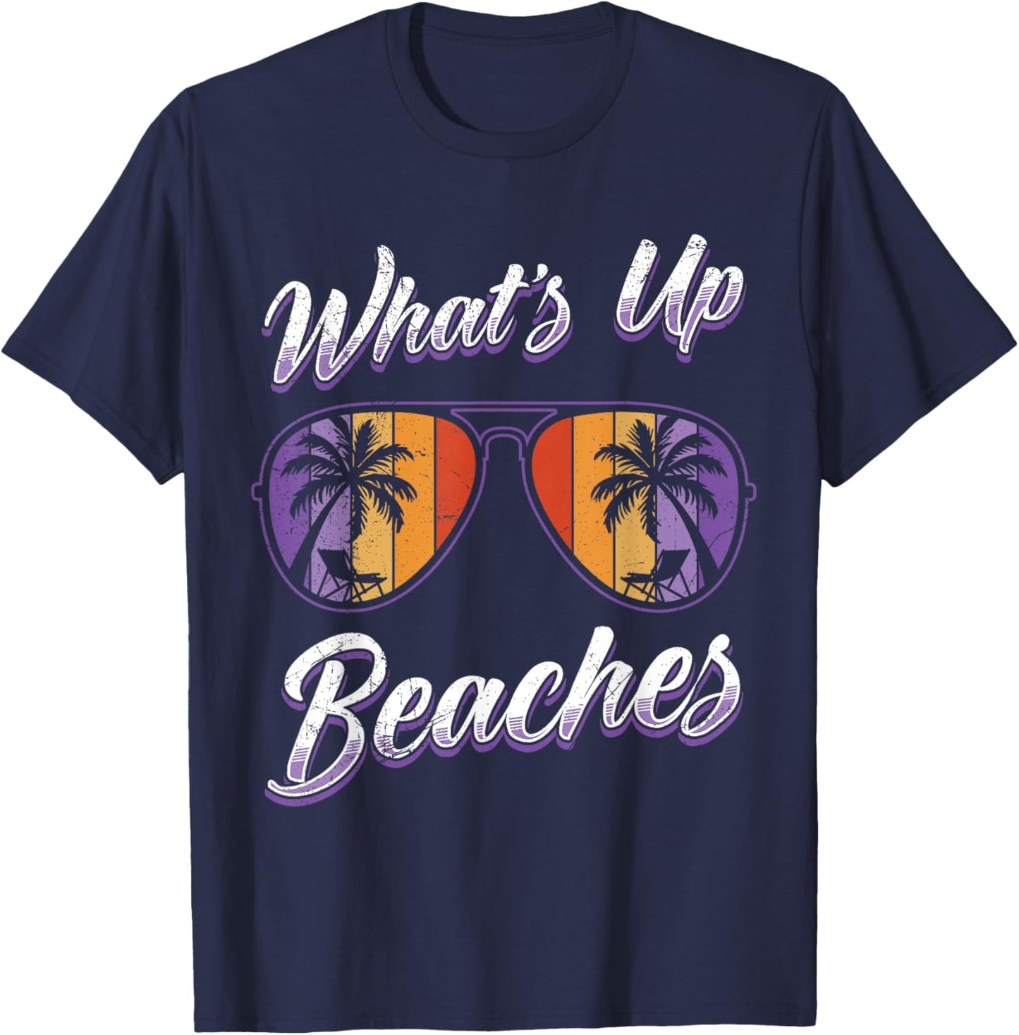 Vacation What's UP Beaches Beach Funny Spring Break T-Shirt - T-Shirt | Navy