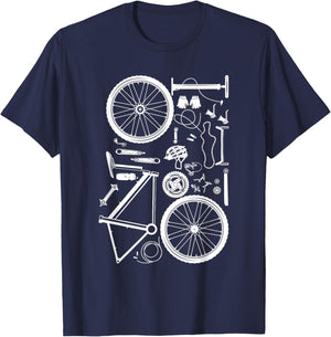 Bike Parts - Downhill Rider Mountainbike MTB Cycling Small T-Shirt - T-Shirt | Navy