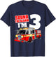 Fire Truck 3rd Birthday Boy Toddler Firefighter T-Shirt - T-Shirt | Navy
